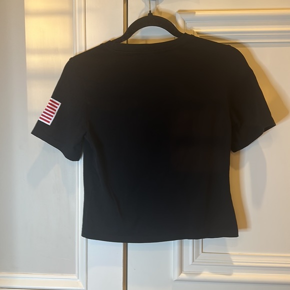 SweatyRocks Women's XS Black USA Short Sleeve Cropped T-Shirt - Picture 5 of 7